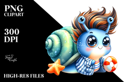 Cute Baby Snail with Cool Haircut PNG Product Image 2
