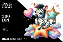 Cute Baby Zebra with Heart, PNG Product Image 2