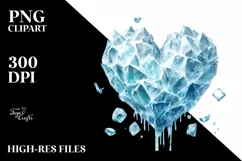 Watercolor Icy Heart PNG Product Image 2