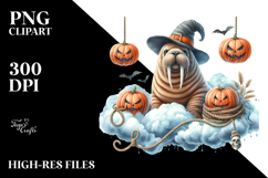 Walrus Dressed for Halloween on Cloud PNG Product Image 2