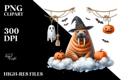 Walrus Dressed for Halloween on Cloud PNG Product Image 2