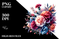 Colorful Floral Frame with Carnation Petals PNG Product Image 2