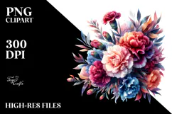Colorful Floral Frame with Carnation Petals PNG Product Image 2