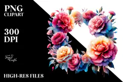 Colorful Floral Frame with Carnation Petals PNG Product Image 2