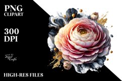 Glossy Ranunculus Marble Splash Clipart Product Image 1