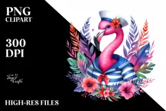 Whimsical Flamingo Sailor Suit Clipart Product Image 3