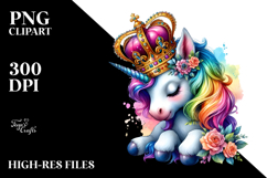 Colorful Baby Unicorn King Crown PNG Product Image 2