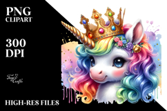 Colorful Baby Unicorn King Crown PNG Product Image 2