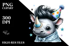 Rhino with Party Hat, Transparent PNG Product Image 2