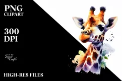 Vibrant Watercolor Giraffe | Sublimation Clipart Product Image 3