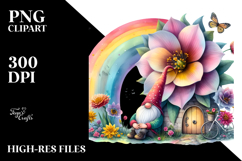 Gnome House with Rainbow and Colorful Flowers Product Image 2