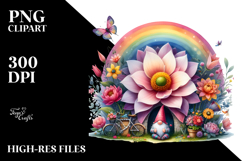 Gnome House with Rainbow and Colorful Flowers Product Image 2