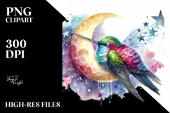 Vibrant Hummingbird Watercolor Clipart Product Image 3