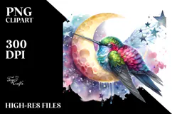 Vibrant Hummingbird Watercolor Clipart Product Image 2