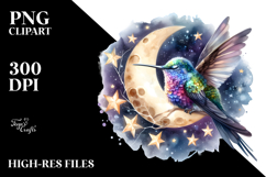 Vibrant Hummingbird Watercolor Clipart Product Image 2