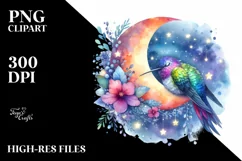 Vibrant Hummingbird Watercolor Clipart Product Image 3
