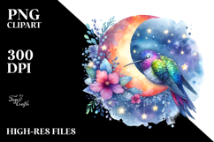 Vibrant Hummingbird Watercolor Clipart Product Image 2