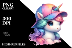 Colorful Baby Unicorn Baseball Cap PNG Product Image 2