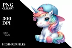 colorful Baby Unicorn in Baseball Cap Product Image 3