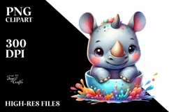 Colorful Rhino in Pocket Splash Clipart Product Image 3