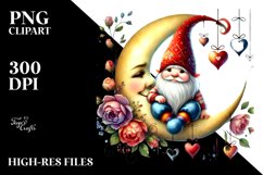 Colorful Gnome Sitting on Half Moon PNG Product Image 2