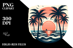 Retro Tropical Beach Sunset Clipart Product Image 2