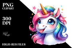 Watercolor Vibrant Drawing of Cute Unicorn PNG Product Image 2