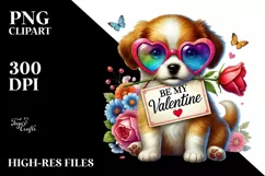 Puppy Be My Valentine Sign, PNG Product Image 2