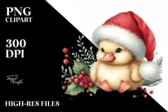 Cute Baby Duck with Santa Hat PNG Product Image 1