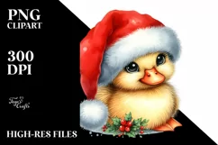 Cute Baby Duck with Santa Hat PNG Product Image 1