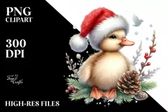 Cute Baby Duck with Santa Hat PNG Product Image 1
