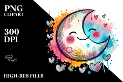 Colorful Smiling Moon with Scribbles, Transparent PNG Product Image 2