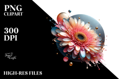 Abstract Golden Gerbera PNG Product Image 2
