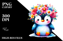 Cute Penguin Flower Crown Clipart Product Image 2