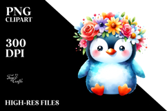 Cute Penguin Flower Crown Clipart Product Image 2
