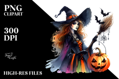 Colorful Witch Halloween Clipart Product Image 2