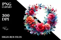 Vibrant Red Roses Wreath | Sublimation | Clipart Product Image 3