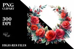 Vibrant Red Roses Wreath | Sublimation | Clipart Product Image 1