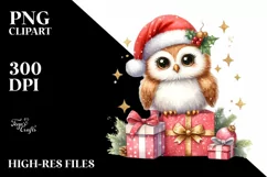 Cute Owl with Santa Hat, Transparent PNG Product Image 3