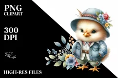 Cute Baby Rooster in Clothes PNG Product Image 3