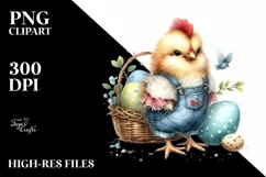 Cute Baby Rooster in Clothes PNG Product Image 1