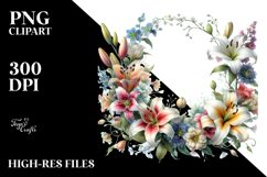 Colorful Lily Floral Frame PNG Product Image 2