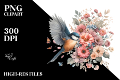 Bird Half of Flowers PNG Product Image 2