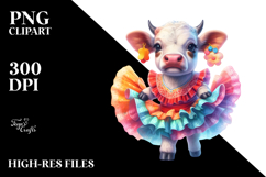 Colorful Baby Cow Flamenco Dancer PNG Product Image 2