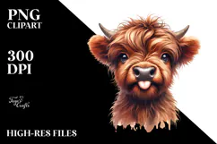 Funny Cow with Cool Looking Hair PNG Product Image 2