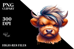 Funny Cow with Cool Looking Hair PNG Product Image 2