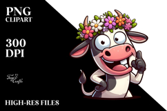 Mischievous Cow with Flower Crown PNG Product Image 2