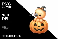 Simple Baby Flamingo in Halloween Pumpkin, Transparent PNG Product Image 3
