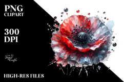 Abstract Glossy Poppy Metallic Watercolor Product Image 2
