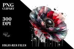Abstract Glossy Poppy Metallic Watercolor Product Image 3